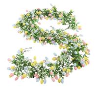 Easter Garland, 2 Pieces Easter Egg Garland For Mantle, Artificial Vine Flower Spring Garlands, Easters Eggs Wreath Decoration, Holiday Ornament For Indoor Wall Fireplace Mantel Stairs(Yellow)