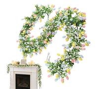 Easter Garland, 6.9FT/210cm Easter Egg Garland For Mantle, Artificial Eggs Wreath Holiday Spring Decorations For Home Indoor Party Wall Fireplace Mantel Stairs Window