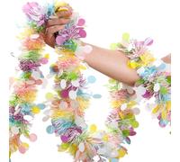 Easter Garland Decor,50Ft Glitter Tinsel Irish Spring Garland Decorations for Tree Mantle Bedroom Office Classroom Party Indoor Outdoor Holiday Home Pink Yellow Blue Green White