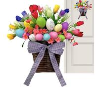 Easter Garland - Easter Baskets For Front Door | Flower Artificials Egg Spring Home Decor | Easters Door Decorations | For Indoor Home Room Dormitory Window Porch Holiday Party Vacation Photo Spring