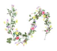 Easter Garland for Door, Colourful Floral Spring Element 175 cm | Artificial Spring Garland - for Balcony Door Garden Fence Fireplace Classroom Home