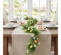 Easter Garland with Pastel Eggs, Artificial Eucalyptus Vine with Colorful Eggs, Spring Summer Greenery Floral Garlands with Flower Eucalyptus Leaves For Home