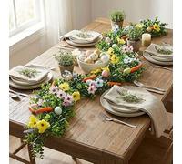 Easter Garland with Pastel Eggs, Artificial Eucalyptus Vine with Colorful Eggs, Spring Summer Greenery Floral Garlands with Flower Eucalyptus Leaves For Home