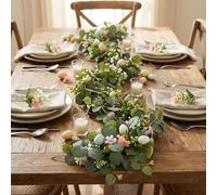 Easter Garland with Pastel Eggs, Artificial Leaves Spring Decoration for Mantle Fireplace Table Centrepiece Indoor Outdoor Home Party Decor Vine (Green_170cm)