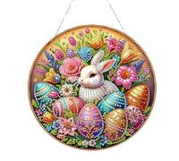 Easter Gem Art Kit | Bunny Egg Acrylic Gem Art Painting Hangble City, Wall Decorations for Living Room Home, Double Sided Fixed Ornament