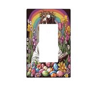 Easter German Shorthaired Pointer Dog Decorative Light Switch Cover Wall Plate 1 Gang Single Rocker, Bible Cross Eggs Puppy Electrical Switchplate, Country Electrical Faceplate for Bedroom