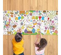 Easter Giant Coloring Poster Happy Easter Jumbo Coloring Large Poster - 30 x 72 Inches Coloring Tablecloth for Kids Easter School Classroom Home Party Supplies Decorations