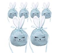 Easter Gift Bags - 6 Pieces 12 x 10 cm Reusable with Lanyard, Storage Bags for Easter and Parties | for Girls Children Family Office School Spring Birthday Sweets
