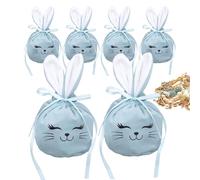 Easter Gift Bags | Pack of 6 12 x 10 cm Cute Reusable Velvet | Reusable Easter Bags for Treats - For Spring Festival Party Home Girls Snacks Sweets Jewellery