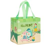 Easter Gift Bags with Handle for Kids Egg Hunt Treat Bunny Reusable Non-Woven Party Supplies 20x20x15CM (Green A, 20PCS)