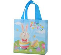Easter Gift Bags with Handle for Kids Egg Hunt Treat Bunny Reusable Non-Woven Party Supplies 20x20x15CM (Blue G, 5PCS)