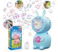 Easter Gift Bunny Bubble Machine, Children's Bubble Blowing Toy with Bubble Solution/8 Holes/8000+ Bubbles/Minute, Portable Bubble Machine Outdoor Automatic Bubble Toy, for Party Wedding