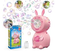 Easter Gift Bunny Bubble Machine, Children's Bubble Blowing Toy with Bubble Solution/8 Holes/8000+ Bubbles/Minute, Portable Bubble Machine Outdoor Automatic Bubble Toy, for Party Wedding