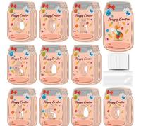 Easter Gift Cards Happy Easter Mason Jar Candy Holder Cards for Kids, Bottle Shape Greeting Cards with Treat Bags, DIY Exchange Cards for Boys Girls School Class Classroom Party Favors
