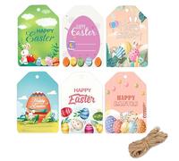 Easter Gift Tags 2x3 Inch Happy Easter Paper Tags with 32.8Ft String for DIY Present Wrapping Spring Party Decor,90 Pcs