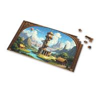 Easter Gifts A Fantasy Village With A Spiral Clock Tower Picture Puzzle Toys For Ages 8-13 500 Piece Puzzles(500PCS)