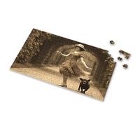 Easter Gifts A Woman In A Vintage Dress Walks Her Dog Down A Cobblestone Path. Picture Puzzle Easter Gifts For Toddlers Boy Toys(1000PCS)