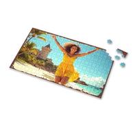 Easter Gifts Beach Castle Adventure: A Woman In Yellow Joyfully Exploring Picture Puzzle Puzzle 1000 Pieces Puzzle 1000 Pieces(1000PCS)