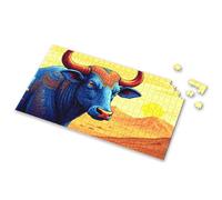 Easter Gifts Blue Bull With Intricate Patterns In A Desert Landscape Picture Puzzle Gift For 4 Year Old Boy 500 Piece Jigsaw Puzzles(1000PCS)