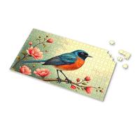 Easter Gifts For Adults A Colorful Bird Perches On A Branch Adorned With Vibrant Pink Flowers. Picture Puzzle Toddler Puzzles 4 Year Old Girl Birthday Gifts(1000PCS)
