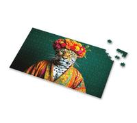 Easter Gifts For Adults A Tiger Wearing A Colorful Floral Crown And Vibrant Robe Picture Puzzle Puzzles For Adults 1000 Pieces Eurographics Puzzle(500PCS)