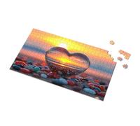 Easter Gifts For Adults Heart-Shaped Glass Reflection Of Sunset Picture Puzzle 1500 Piece Puzzle Puzzles For Toddlers 2-4(300PCS)
