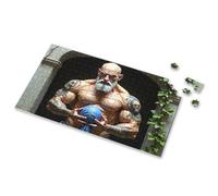 Easter Gifts For Adults Muscular Elder With Inked Skulls Holding Blue Orb Picture Puzzle Easter Gifts For Adults Puzzles 500 Pieces(500PCS)