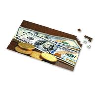 Easter Gifts For Adults Stack Of Hundred-Dollar Bills With Gold Coins. Picture Puzzle Games For Kids 8-12 1000 Piece Puzzle For Adults(300PCS)