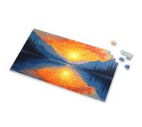 Easter Gifts For Adults Sunset Over A Serene Lake With Mountains In The Background. Picture Puzzle Toddler Puzzles 4 Year Old Girl Birthday Gifts(500PCS)