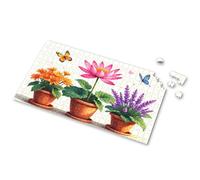 Easter Gifts For Adults Three Potted Plants With Butterflies Flying Around. Picture Puzzle 300 Piece Puzzles Jigsaw Puzzles Free For Adults(1000PCS)