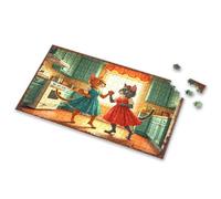 Easter Gifts For Adults Two Cats Dancing In A Cozy Kitchen. Picture Puzzle Toddler Puzzles 4 Year Old Girl Birthday Gifts(1000PCS)
