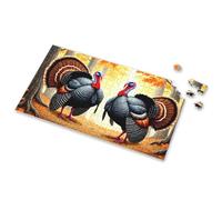 Easter Gifts For Adults Two Colorful Turkeys In An Autumn Forest Picture Puzzle Puzzles For Adults 1000 Pieces Eurographics Puzzle(300PCS)