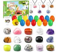 Easter Gifts for Kids, 15Pcs Prefilled Eggs with Gemstone Crystals, Easter Egg Hunt Kits 3 DIY Keychains and Necklaces Perfect Party Favors, Blending Fun and Education for Boys and Girls
