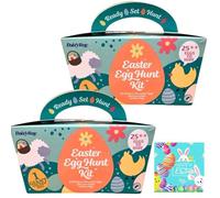 Easter Gifts For Kids Egg Hunt Chocolate Sweets Box 2x 340g, 24 Assorted Mini Egg1 Hallow Eggs & Cards For Boys Girls Easter Chocolate Hamper Selection Box Snacks Treats Box or Birthday