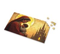 Easter Gifts For Teens A Woman Holds A Child In Front Of A Castle Silhouette Picture Puzzle 100 Piece Puzzles For Kids Girl Toys Age 4-5(500PCS)