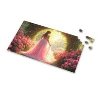 Easter Gifts For Teens A Woman In A Pink Dress Walks Down A Path Lined With Flowers Picture Puzzle 100 Piece Puzzles For Kids Girl Toys Age 4-5(300PCS)