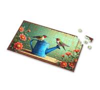 Easter Gifts For Teens Colorful Hummingbirds Perched On A Blue Watering Can Amidst Vibra Picture Puzzle 750 Piece Puzzles For Adults Boy Toys(300PCS)