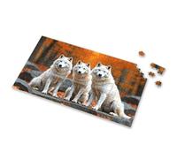 Easter Gifts For Teens Three Wolves Sitting On Rocks In Autumn Picture Puzzle Jigsaw 300 Piece Puzzles(500PCS)