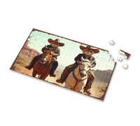 Easter Gifts For Teens Two Cats In Cowboy Hats Ride Horses In The Desert Picture Puzzle Activity Books For Kids Ages 6-8 Toddler Toys(500PCS)