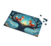 Easter Gifts For Teens Two Foxes And A Bunny Sit On A Glowing Tree Branch Picture Puzzle 100 Piece Puzzles For Kids Girl Toys Age 4-5(500PCS)