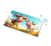 Easter Gifts For Teens Two Happy Cows In A Colorful Field Picture Puzzle 100 Piece Puzzles For Kids Girl Toys Age 4-5(1000PCS)