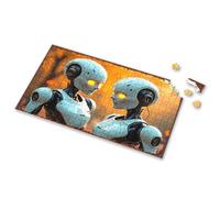 Easter Gifts For Teens Two Robots In Love: A Futuristic Romance Against A Fiery Backgrou Picture Puzzle 750 Piece Puzzles For Adults Boy Toys(1000PCS)