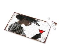 Easter Gifts For Teens Vintage Elegance: A Woman In Houndstooth With A Red Cocktail Picture Puzzle 750 Piece Puzzles For Adults Boy Toys(500PCS)