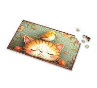 Easter Gifts For Toddlers A Bird Rests On A Sleeping Kitten'S Head Picture Puzzle Puzzle 500 Pieces Easter Gifts For Teens(500PCS)