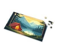 Easter Gifts For Toddlers A Serene Campsite By A Lake With Mountains In The Background. Picture Puzzle Toddler Toys Toys For Boys 4-6(300PCS)