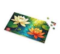 Easter Gifts For Toddlers A Vibrant Stained Glass Scene Featuring Blooming Lotus Flowers Picture Puzzle Puzzle 500 Pieces Easter Gifts For Teens(300PCS)