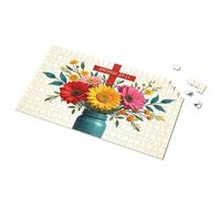 Easter Gifts For Toddlers Floral Arrangement With Bible Verse Picture Puzzle Puzzles 500 Pieces For Adults Puzzle Board(300PCS)