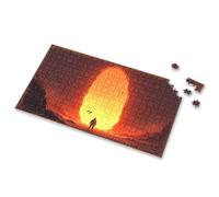Easter Gifts For Toddlers Silhouette Standing Before A Fiery Portal Picture Puzzle 500 Piece Puzzles 300 Piece Puzzle(300PCS)