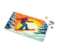 Easter Gifts For Toddlers Snowboarder In Red Jacket Riding Down Snowy Slope With Trees On Either Side. Picture Puzzle Toddler Toys Toys For Boys 4-6(500PCS)
