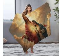 Easter Gifts Jesus And Mary In Heavenly Glory Flannel Blanket Custom Blanket With Picture Baby Blanket(125x150cm)